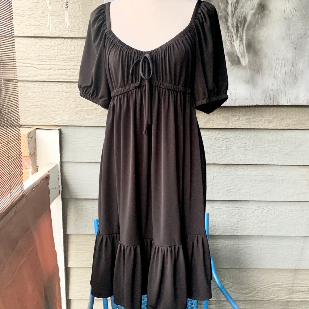 Maggy L Brand Black Ruffle Hem Dress; Sz 10
